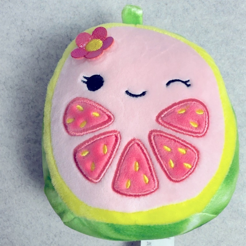 5”Squishmallows Kellytoys Plush Lena the Guava with Flower Fruit